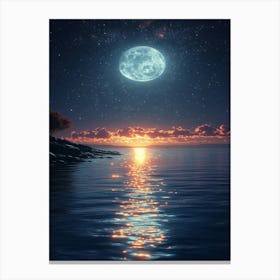 Full Moon Over Water 1 Canvas Print