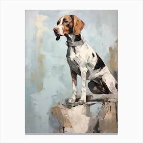 Pointer Dog, Painting In Light Teal And Brown 1 Canvas Print