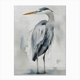 Watercolor Heron by the River Abstract Painting Canvas Print