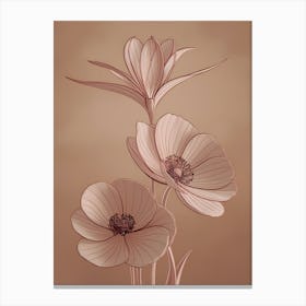 Flowers On A Brown Background Canvas Print