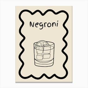 Negroni Doodle Poster B&W Canvas Print