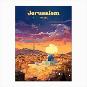 Jerusalem Israel Sunset Modern Travel Art Canvas Print