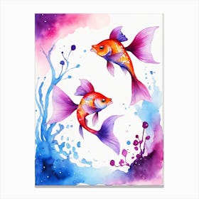Twin Goldfish Watercolor Painting (93) Canvas Print