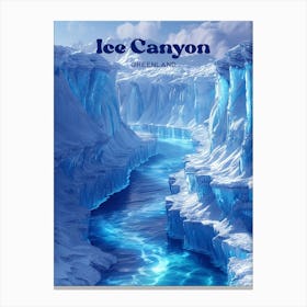 The Ice Canyons Greenland Travel Illustration Canvas Print
