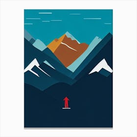 Sölden, Austria Modern Illustration Skiing Poster Canvas Print
