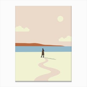 Man Walking On The Beach Canvas Print