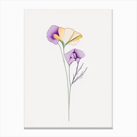 Eustoma Floral Minimal Line Drawing 4 Flower Canvas Print
