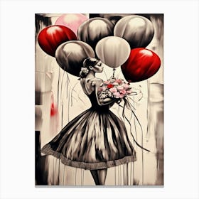 Girl With Balloons 2 Canvas Print