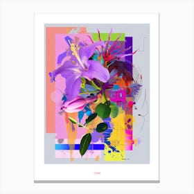 Lilac 2 Neon Flower Collage Poster Canvas Print