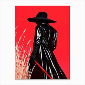 Woman In A Black Coat Canvas Print