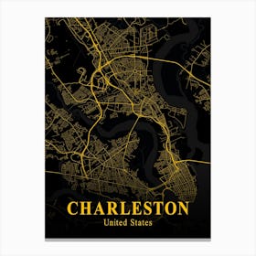 Charleston Gold City Map 1 Canvas Print