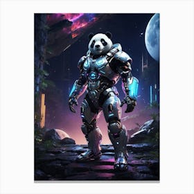 Panda In Cyborg Body #2 Canvas Print