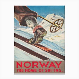Norway The Home Of Skiing Vintage Ski Poster Canvas Print