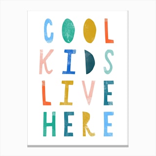 Cool Kids Quote Brights White Canvas Print