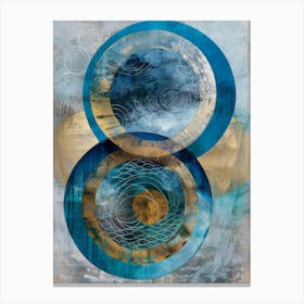 Blue And Gold Circles Canvas Print