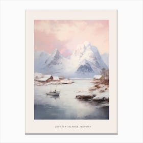 Dreamy Winter Painting Poster Lofoten Islands Norway 1 Canvas Print