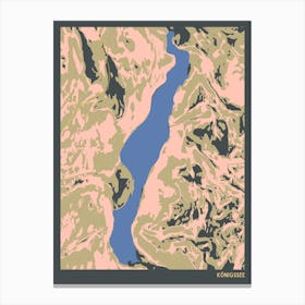 Konigssee Lake Bavaria Germany Hillshade Topographic Map Canvas Print