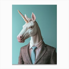Toy Pastel Unicorn In A Suit 3 Canvas Print