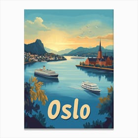 Aihrgdesign A Mid Century Modern Travel Poster For Oslo 3 Canvas Print