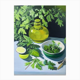 Lemon Balm Spices And Herbs Oil Painting Canvas Print