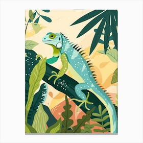 Green Iguana Modern Illustration 4 Canvas Print
