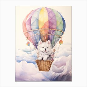 Baby Arctic Wolf In A Hot Air Balloon Canvas Print