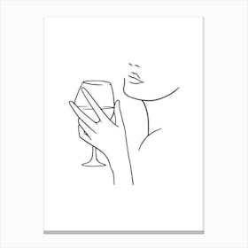 Woman Drinking Wine Canvas Print