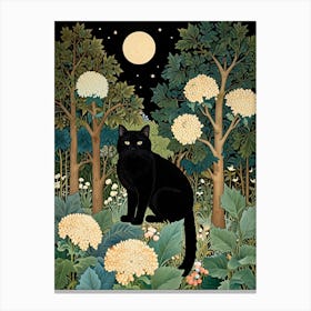 William Morris Black Cat In The Forest 25 Canvas Print