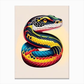 African Rock Python Snake Tattoo Style Canvas Print