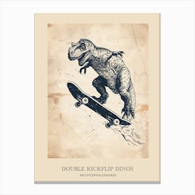 Pachycephalosaurus Vintage Dinosaur Poster 1 Canvas Print