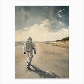 Astronaut Walking On The Beach Canvas Print