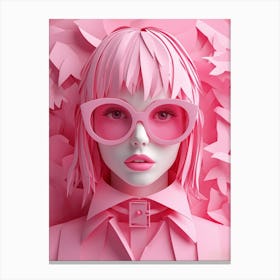 Pink Paper Art Canvas Print