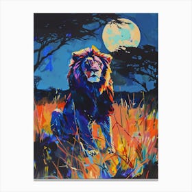 Southwest African Lion Night Hunt Fauvist Painting 1 Canvas Print