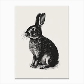 English Spot Blockprint Rabbit Illustration 2 Canvas Print
