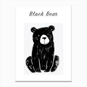 B&W Black Bear Poster Canvas Print