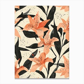 Seamless Pattern With Lilies Canvas Print