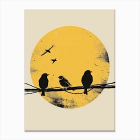 Birds On Wire Canvas Print