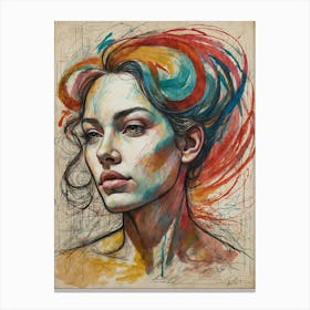 Woman With Colorful Hair Canvas Print