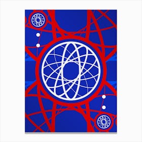Geometric Abstract Glyph in White on Red and Blue Array n.0035 Canvas Print