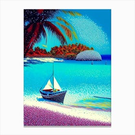 Maldives Pointillism Style Tropical Destination Canvas Print