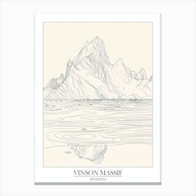 Vinson Massif Antarctica Line Drawing 7 Poster Canvas Print