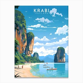 Thailand Krabi Retro Travel Canvas Print
