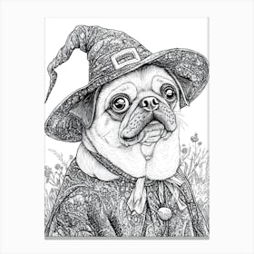 Halloween Pug Witch Canvas Print