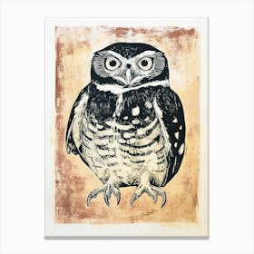 Australian Masked Owl Linocut Blockprint 1 Canvas Print