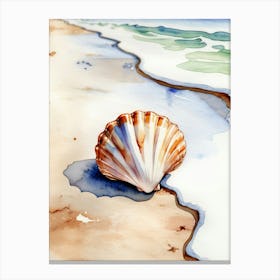 Seashell on the beach, watercolor painting 22 Canvas Print