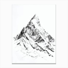 K2 Pakistan China Line Drawing 4 Canvas Print