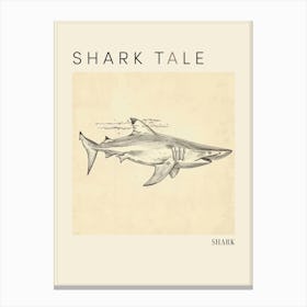 Vintage Shark Illustration 1 Poster Canvas Print