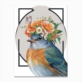 Bird With A Flower Crown European Robin 9 Canvas Print