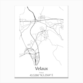 Velaux,France Minimalist Map Canvas Print