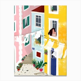 Illustration Of A Colorful Town Canvas Print